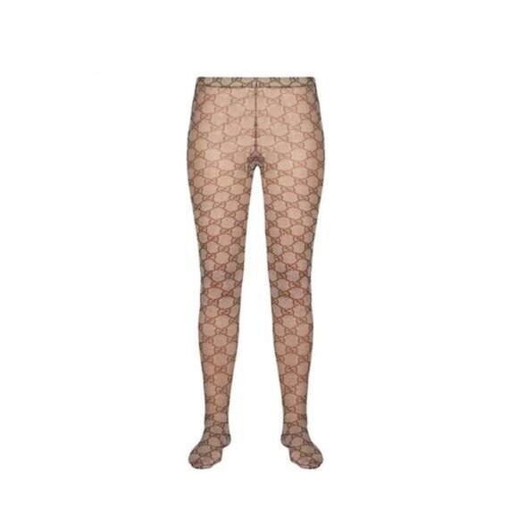 NEW Gucci Tights Brown GG Print Supreme Size M - Picture 2 of 8